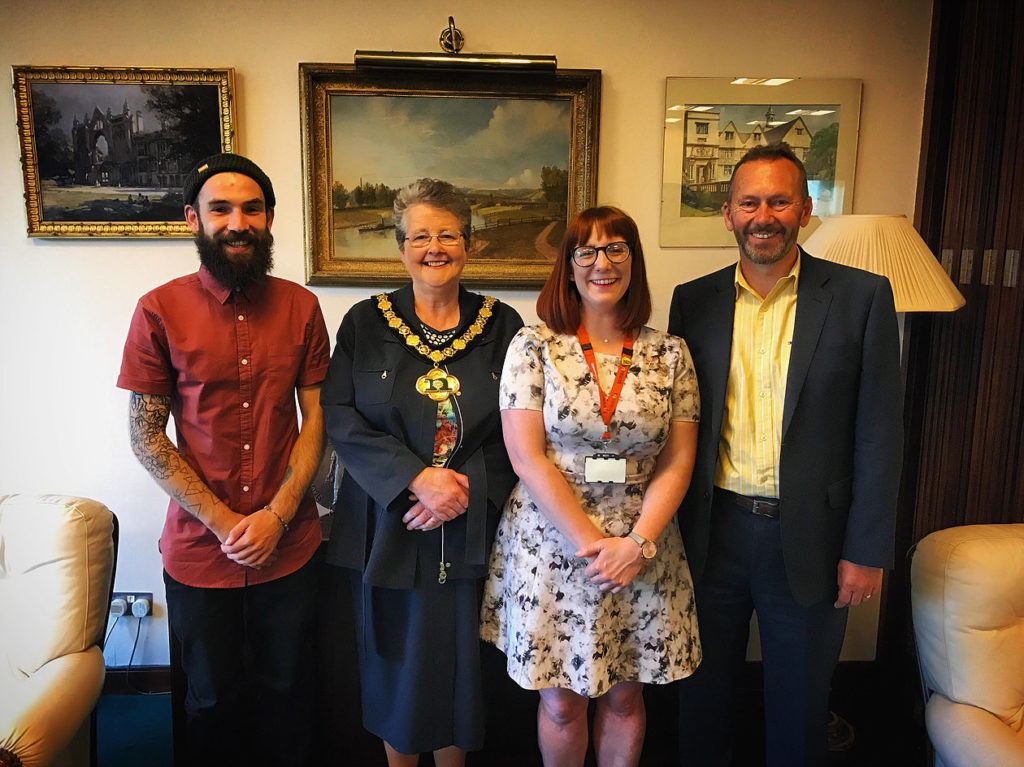 Victoria_Harrison_of_Framework_Charity_and_Trekkah_Benjamin_meeting_the_county_counsellor